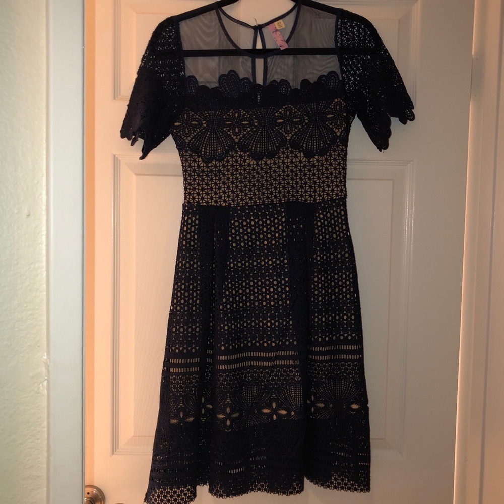 Navy and Nude Lace Dress Size XS